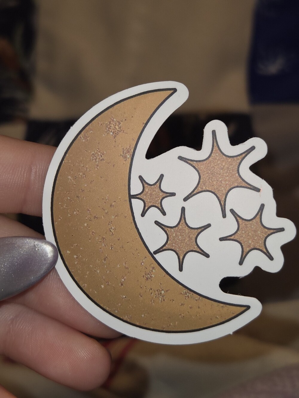 Celestial Moon & Stars Vinyl Sticker - Gold